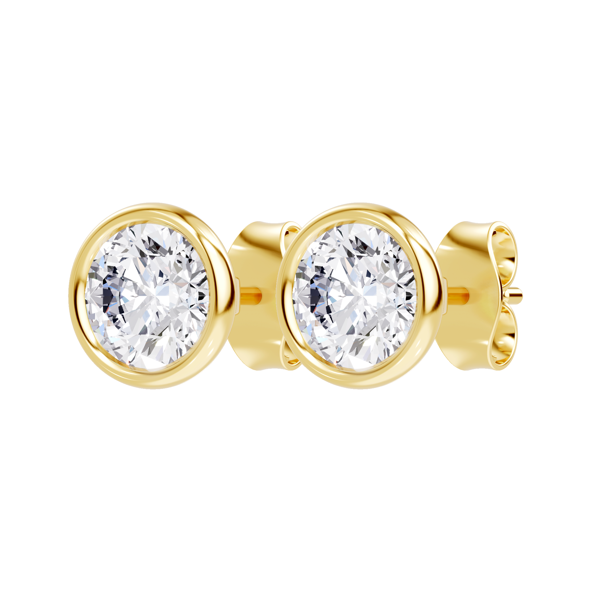 14K Yellow Gold Modern Bezel-Set Lab Diamond Stud Earrings (2 ct. tw.)